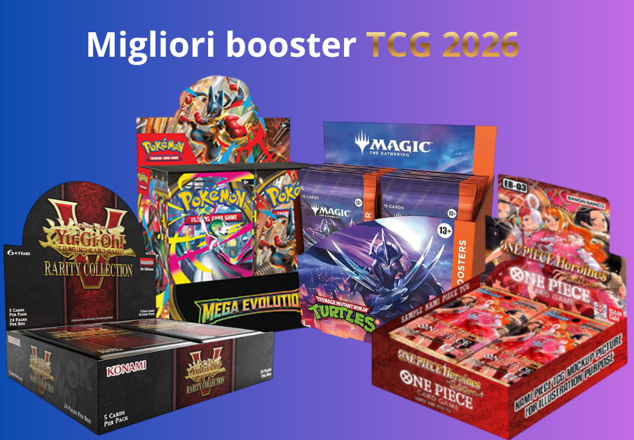 migliore booster TCG 2026: box pokémon, Magic the gatering, yu-gi-oh e one piece a confronto