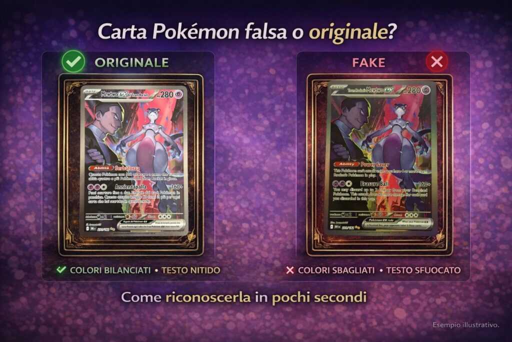 Come capire se una carta Pokémon è falsa o originale: confronto visivo