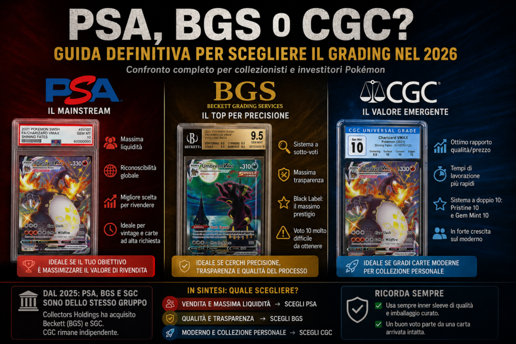 PSA, BGS o CGC? Guida definitiva per scegliere il grading nel 2026