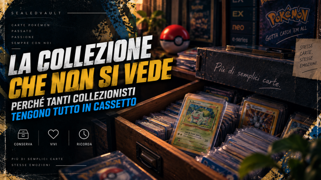 Collezione di carte Pokémon conservata in un cassetto